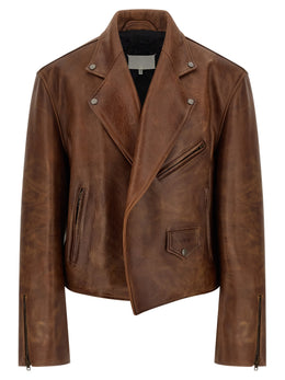 Maison Margiela Braune Kalbslederjacke