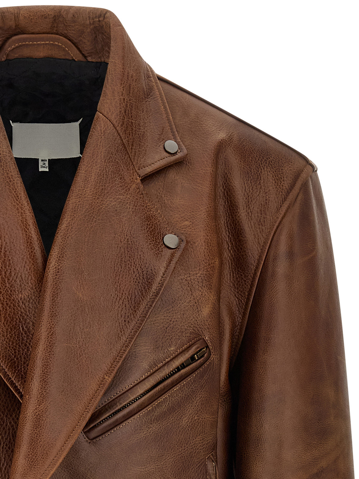 Maison Margiela Braune Kalbslederjacke