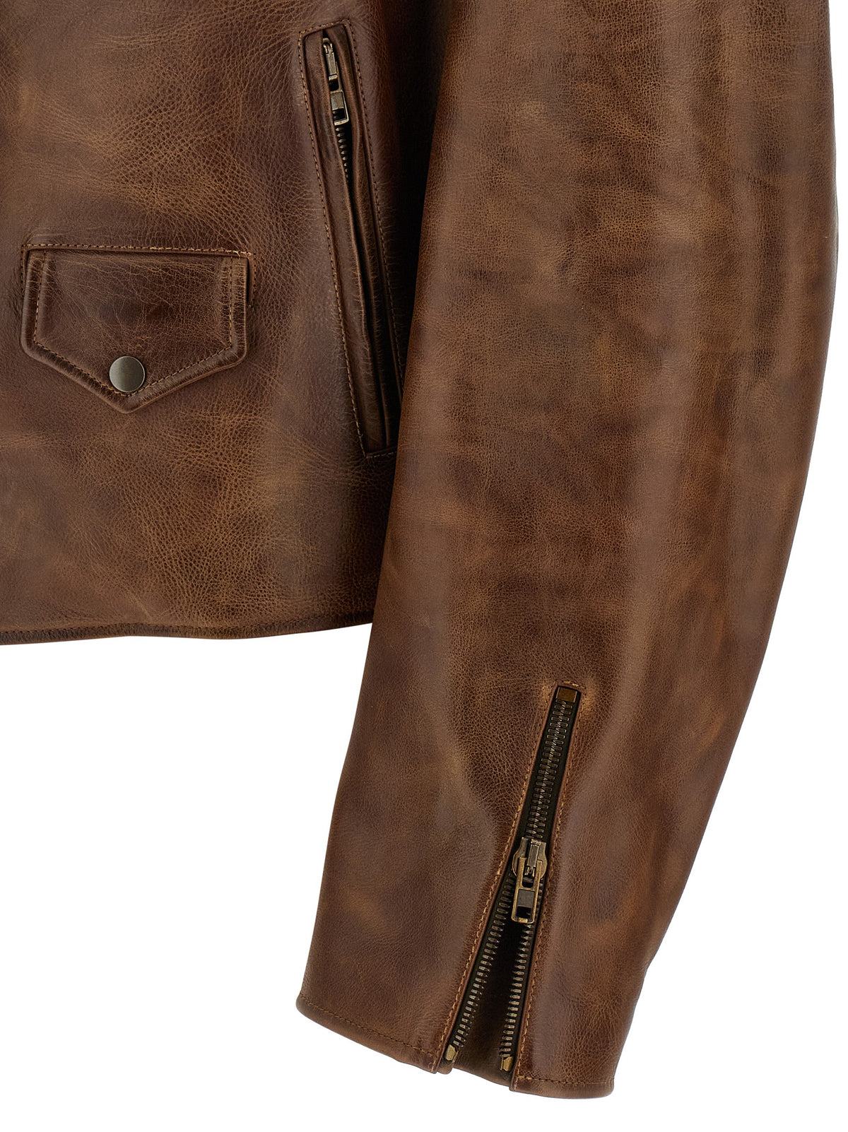 Maison Margiela Braune Kalbslederjacke