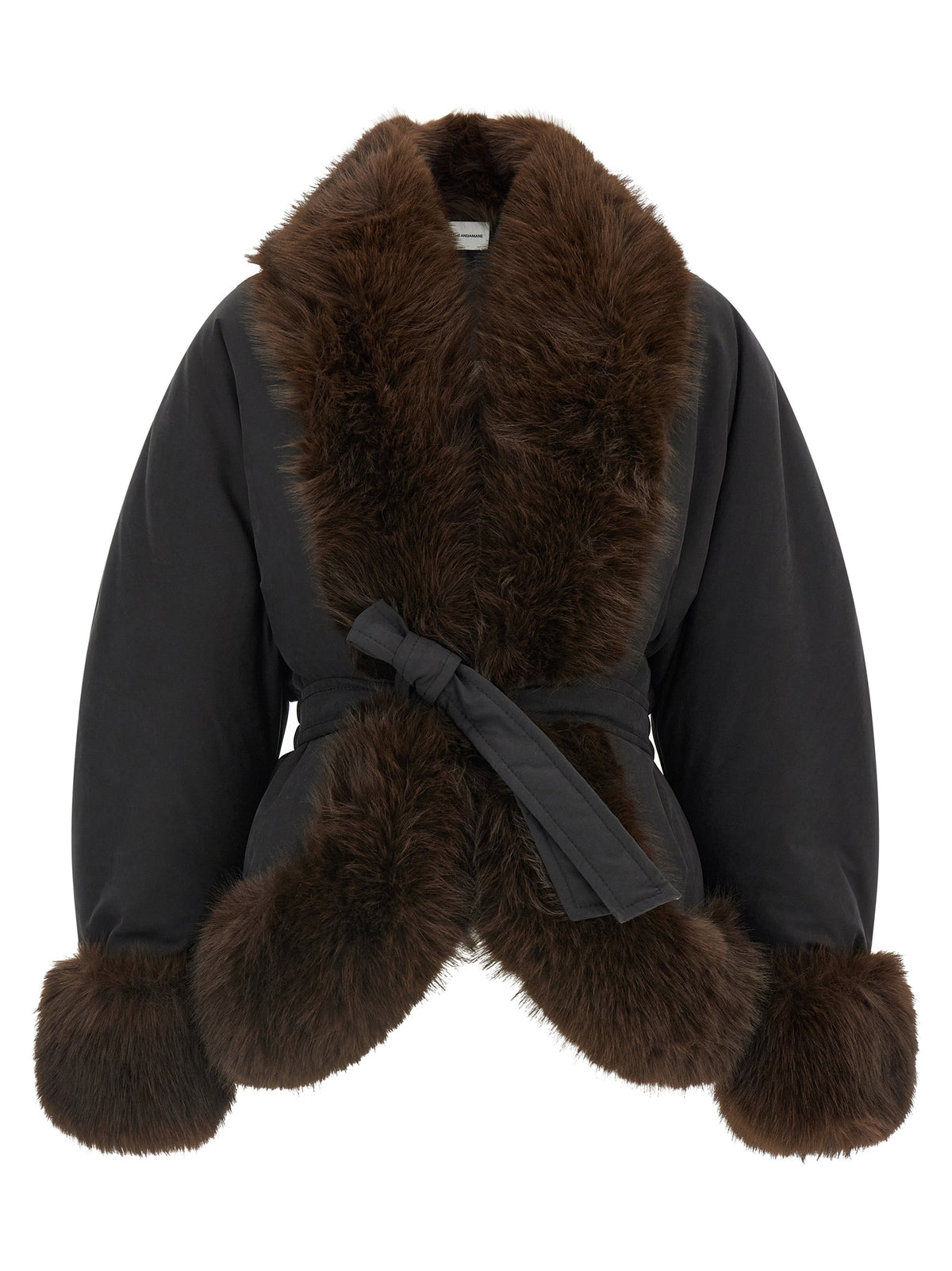 The Andamane Schwarze Polyester-Jacke in voller Länge