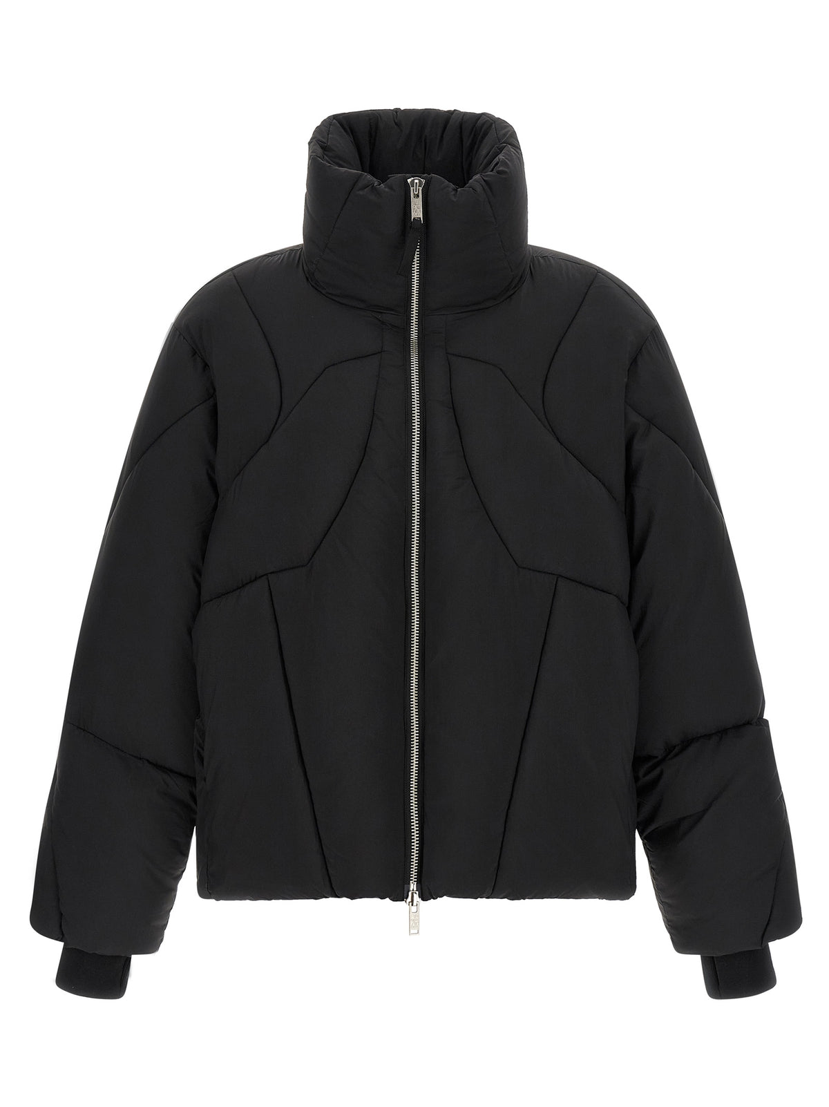 Thom Krom Schwarze Nylon-Jacke in voller Länge
