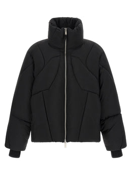 Thom Krom Schwarze Nylon-Jacke in voller Länge