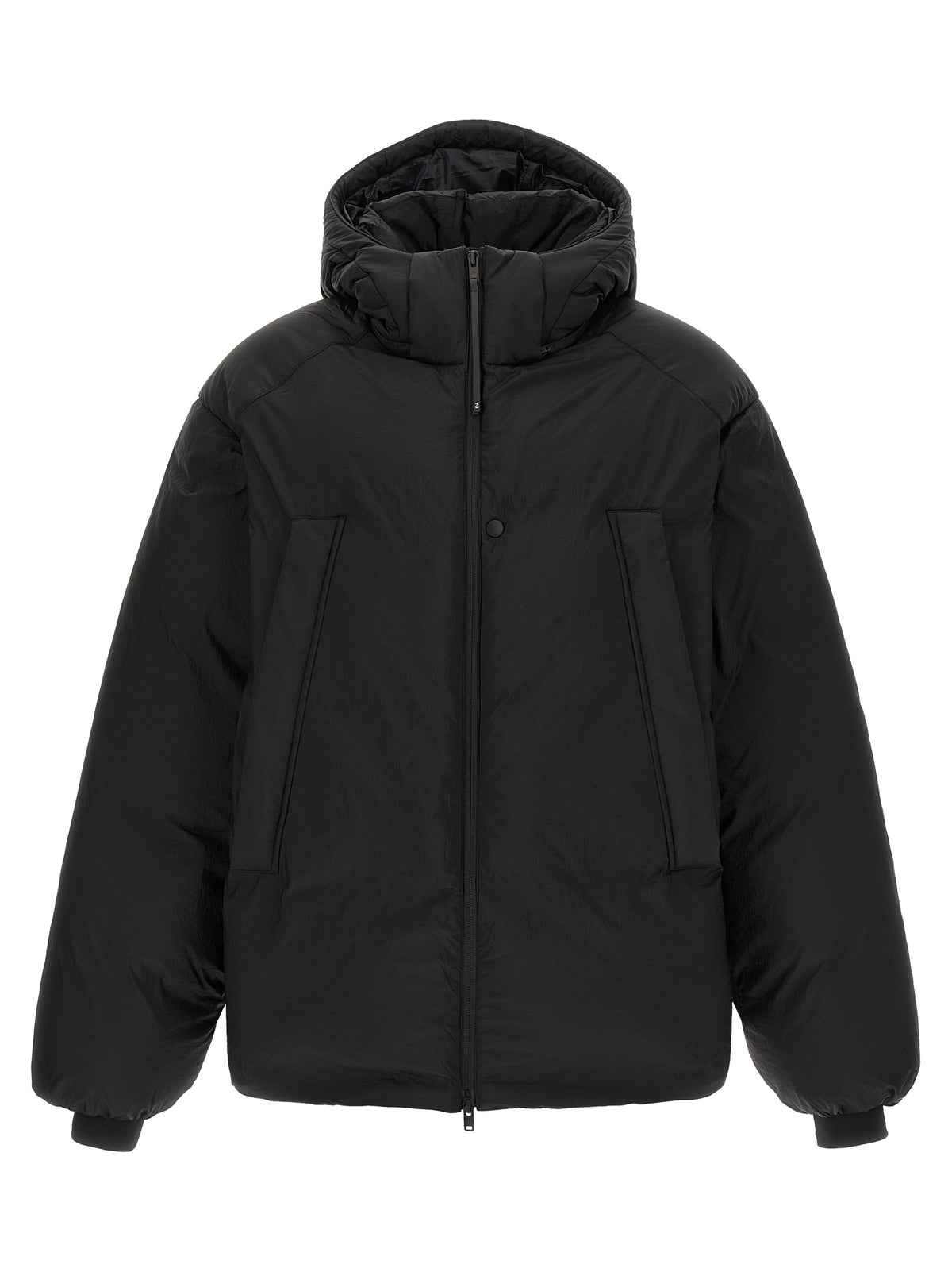 Y-3 Schwarze Jacke aus recyceltem Polyamid in voller Länge
