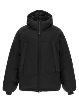 Y-3 Schwarze Jacke aus recyceltem Polyamid in voller Länge