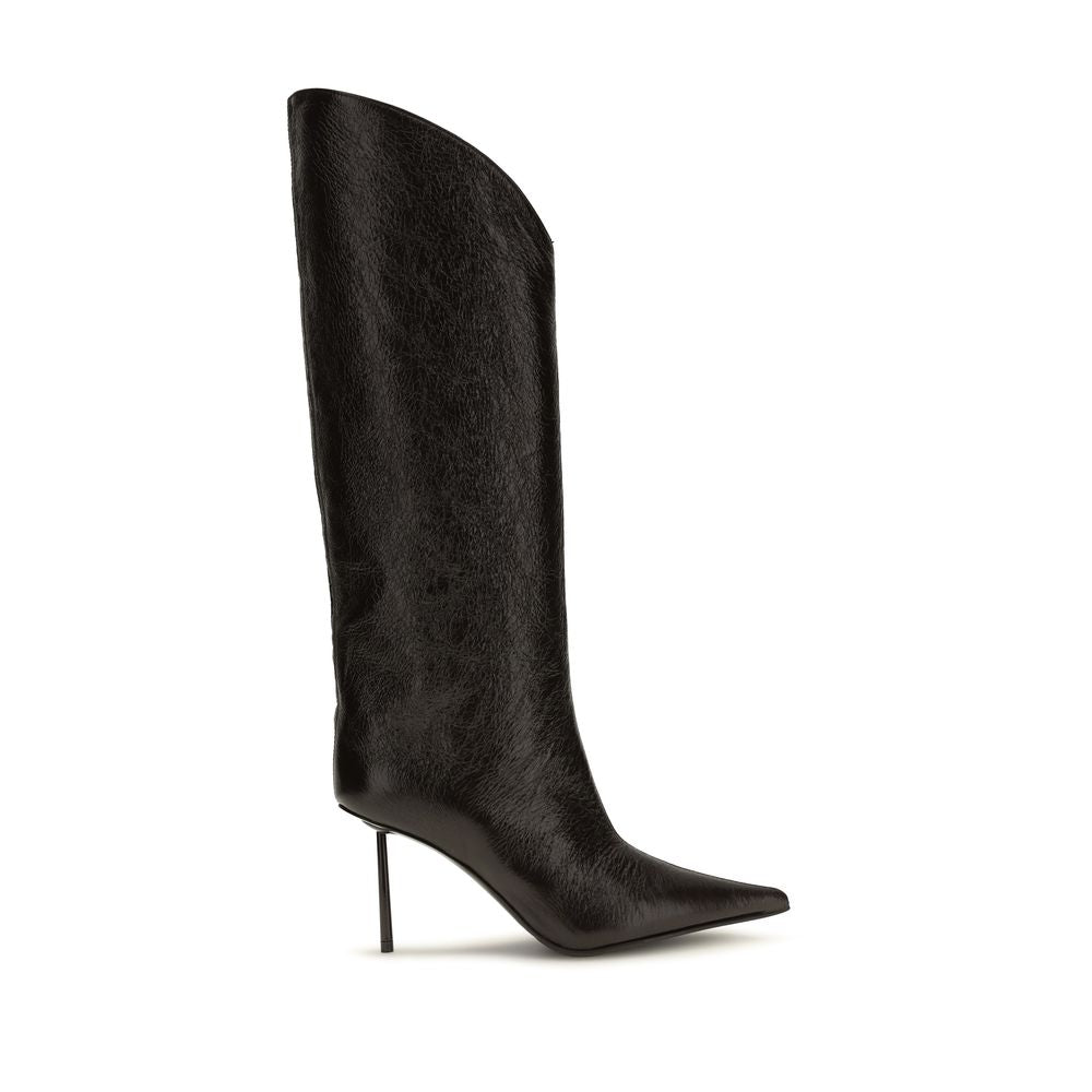 LE SILLA Schwarze Kalbsleder Bos Taurus High Heel Stiefel