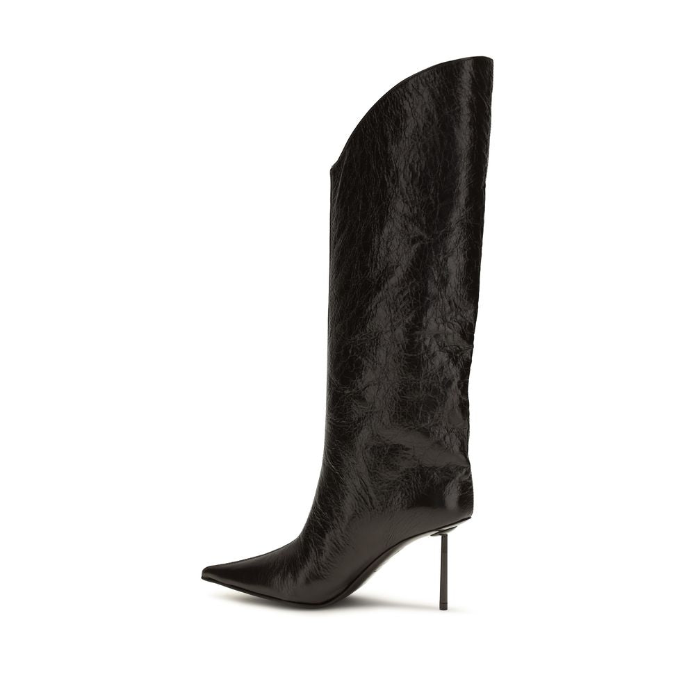 LE SILLA Schwarze Kalbsleder Bos Taurus High Heel Stiefel