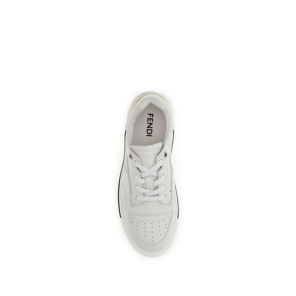 Fendi Weiße Low-Top-Sneaker aus Kalbsleder Bos Taurus