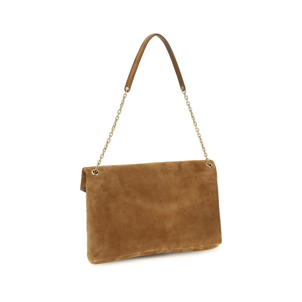 Saint Laurent Beige Wildleder Schultertasche
