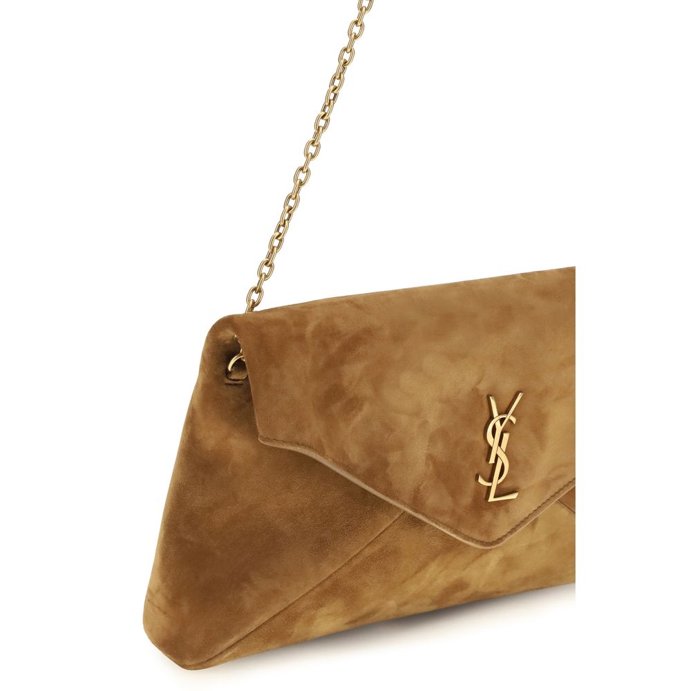 Saint Laurent Beige Wildleder Schultertasche