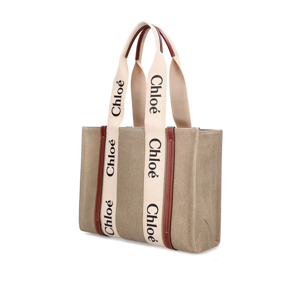 Chloé Beige Leinen-Tragetasche