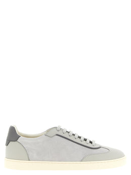 Brunello Cucinelli Graue Kalbsleder Low-Top-Sneaker