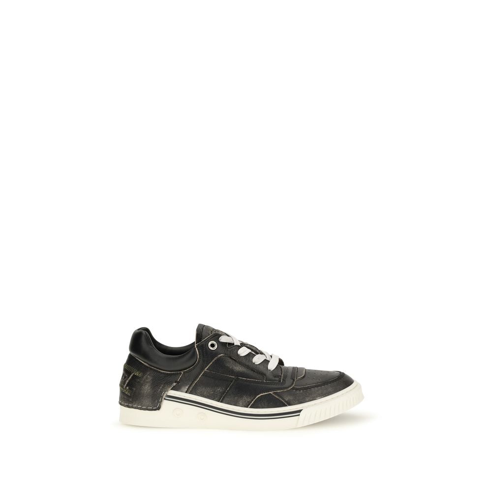 Fendi Schwarze Bos Taurus Kalbsleder Low-Top-Sneaker