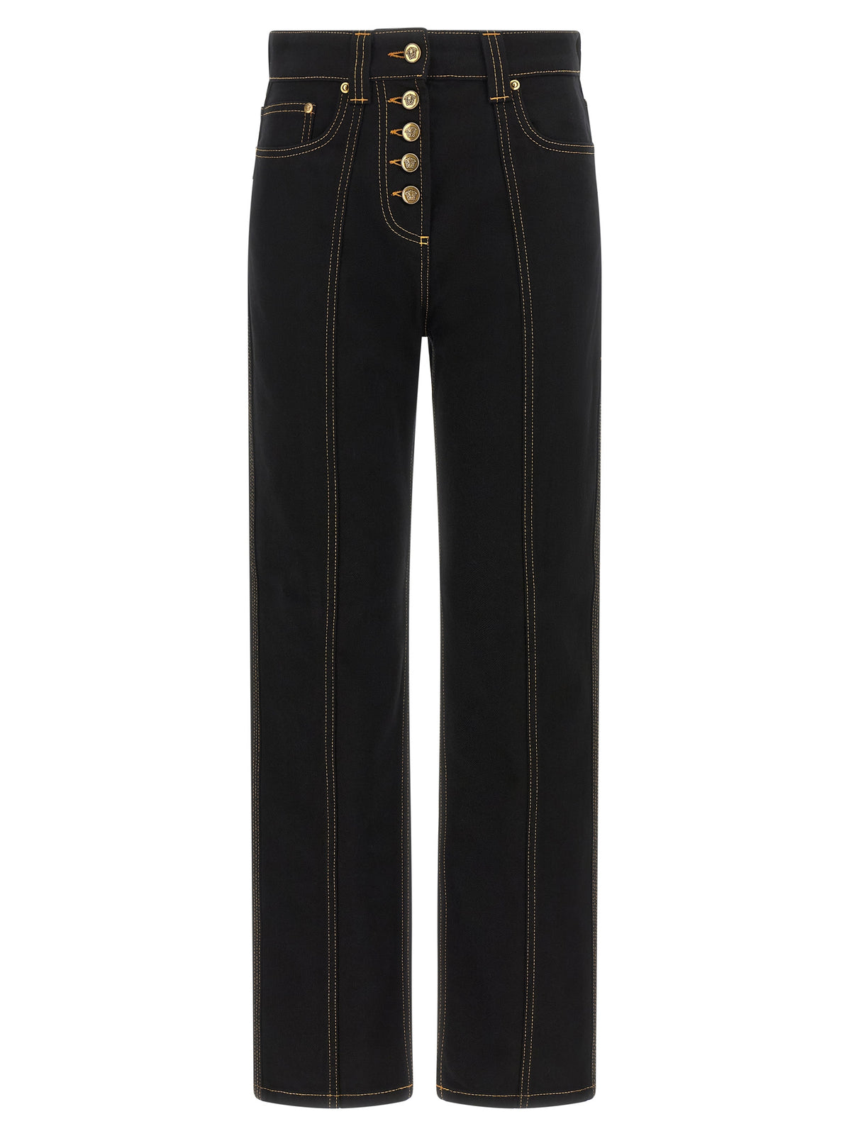 Versace Schwarze Jeans aus Baumwolle mit geradem Bein