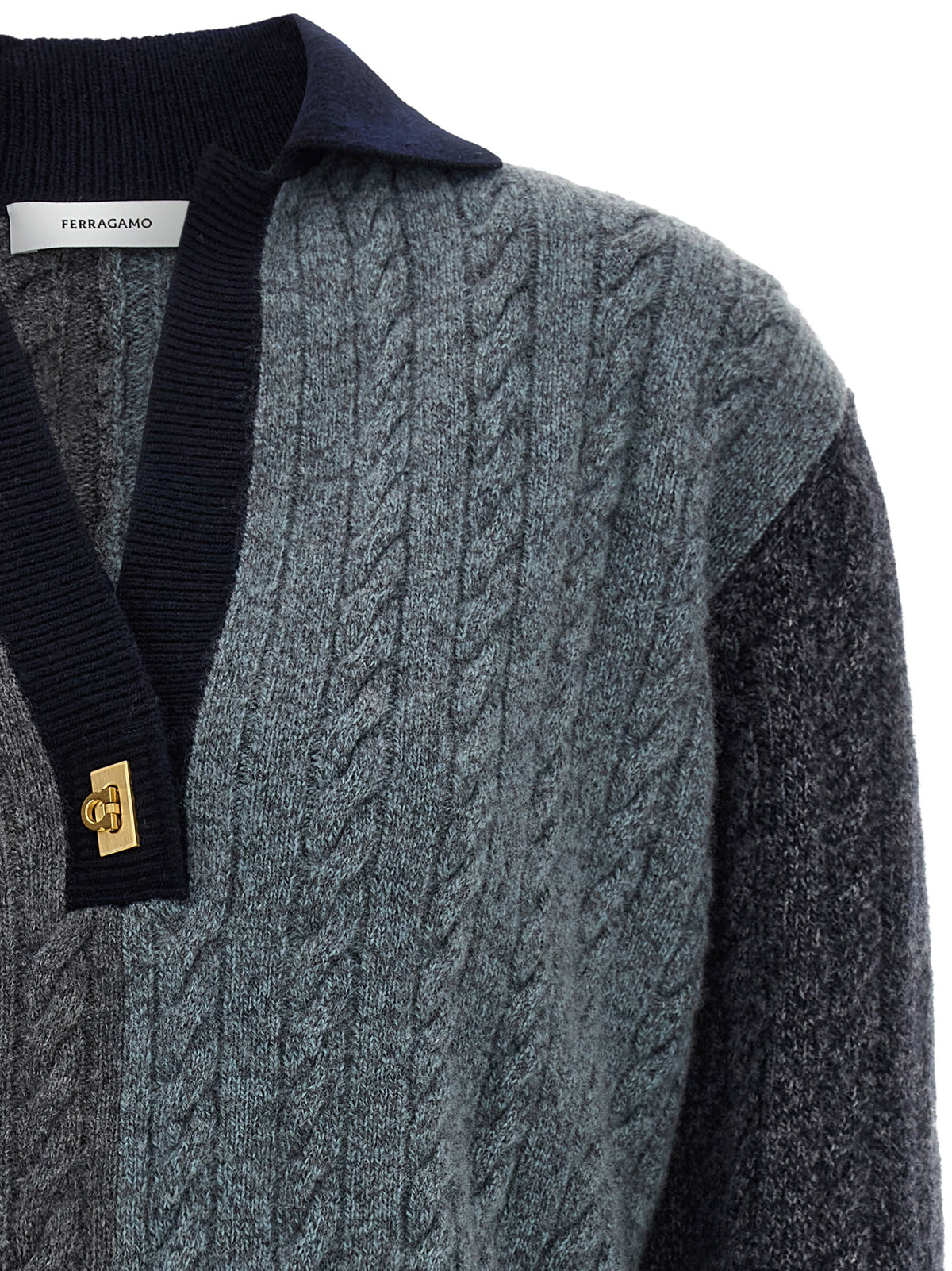 Ferragamo Mehrfarbige Strickjacke aus reiner Schurwolle