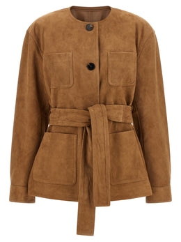 Max Mara Braune Lammlederjacke