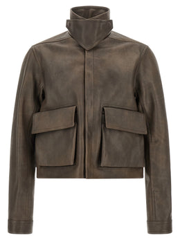 Rick Owens Braune Kalbslederjacke