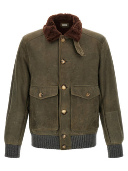 Brunello Cucinelli Zweifarbige Lammlederjacke