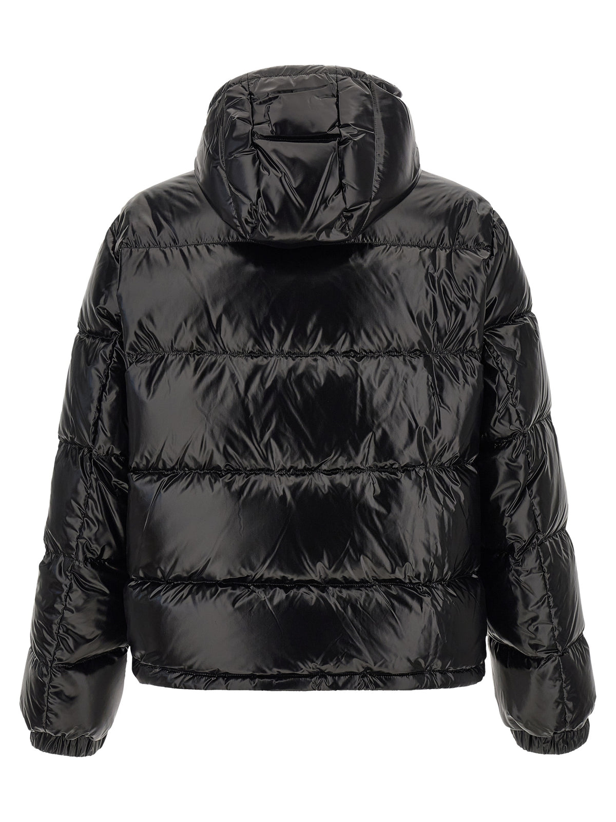 Versace Schwarze Nylon-Jacke in voller Länge