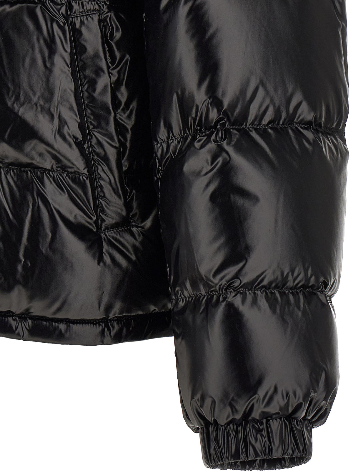Versace Schwarze Nylon-Jacke in voller Länge