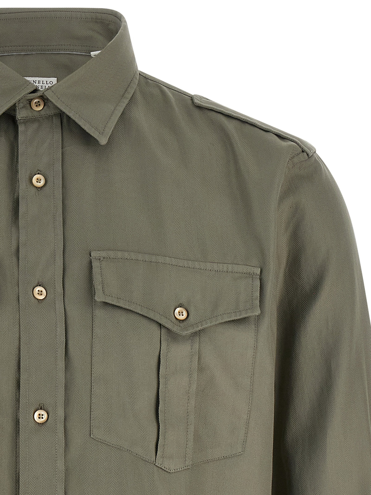 Brunello Cucinelli Zweifarbige Baumwollbluse