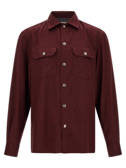 Brunello Cucinelli Bluse aus reiner Schurwolle in Bordeaux