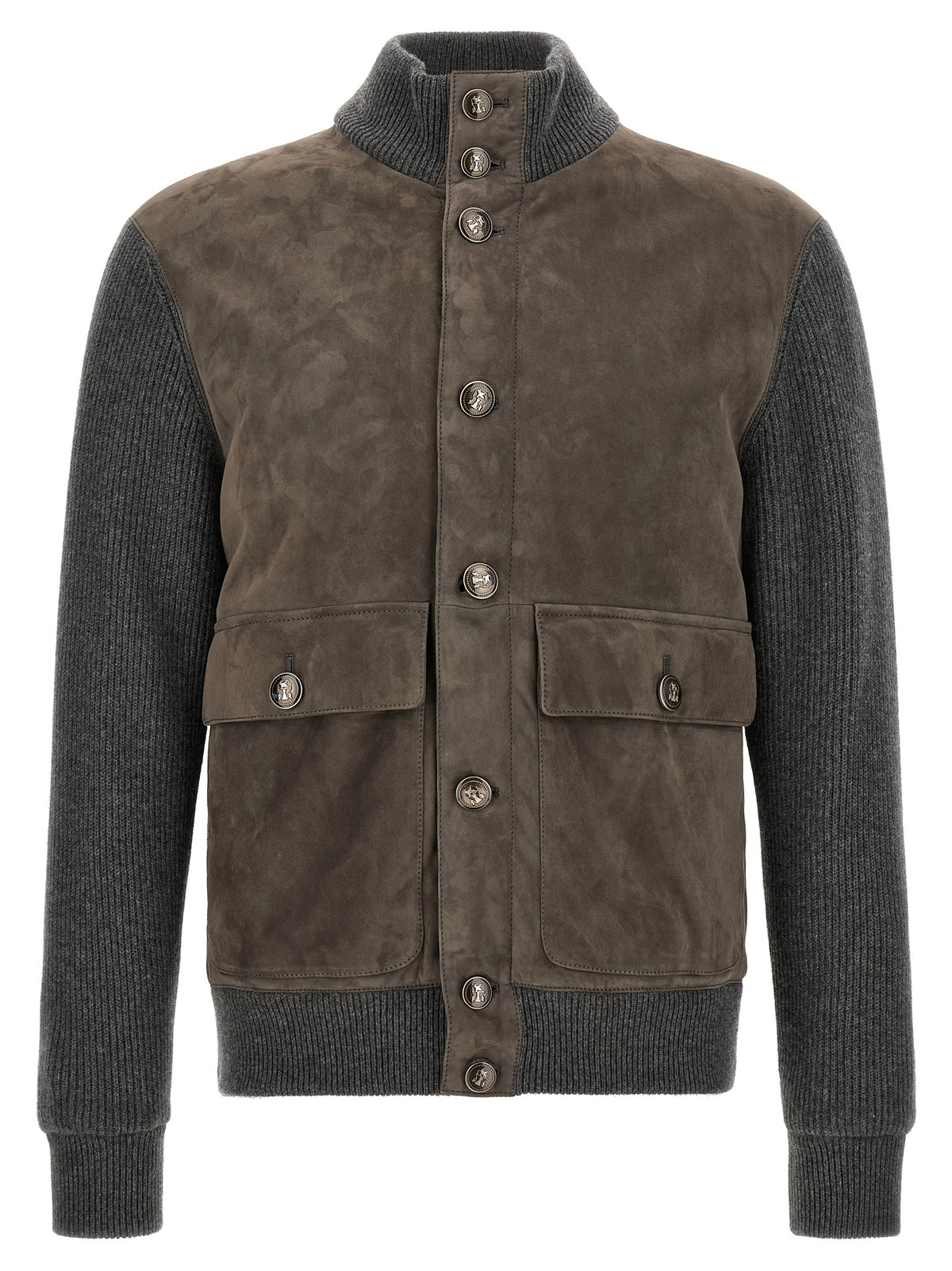 Brunello Cucinelli Graue Lammlederjacke