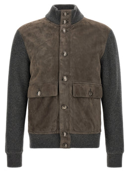 Brunello Cucinelli Graue Lammlederjacke