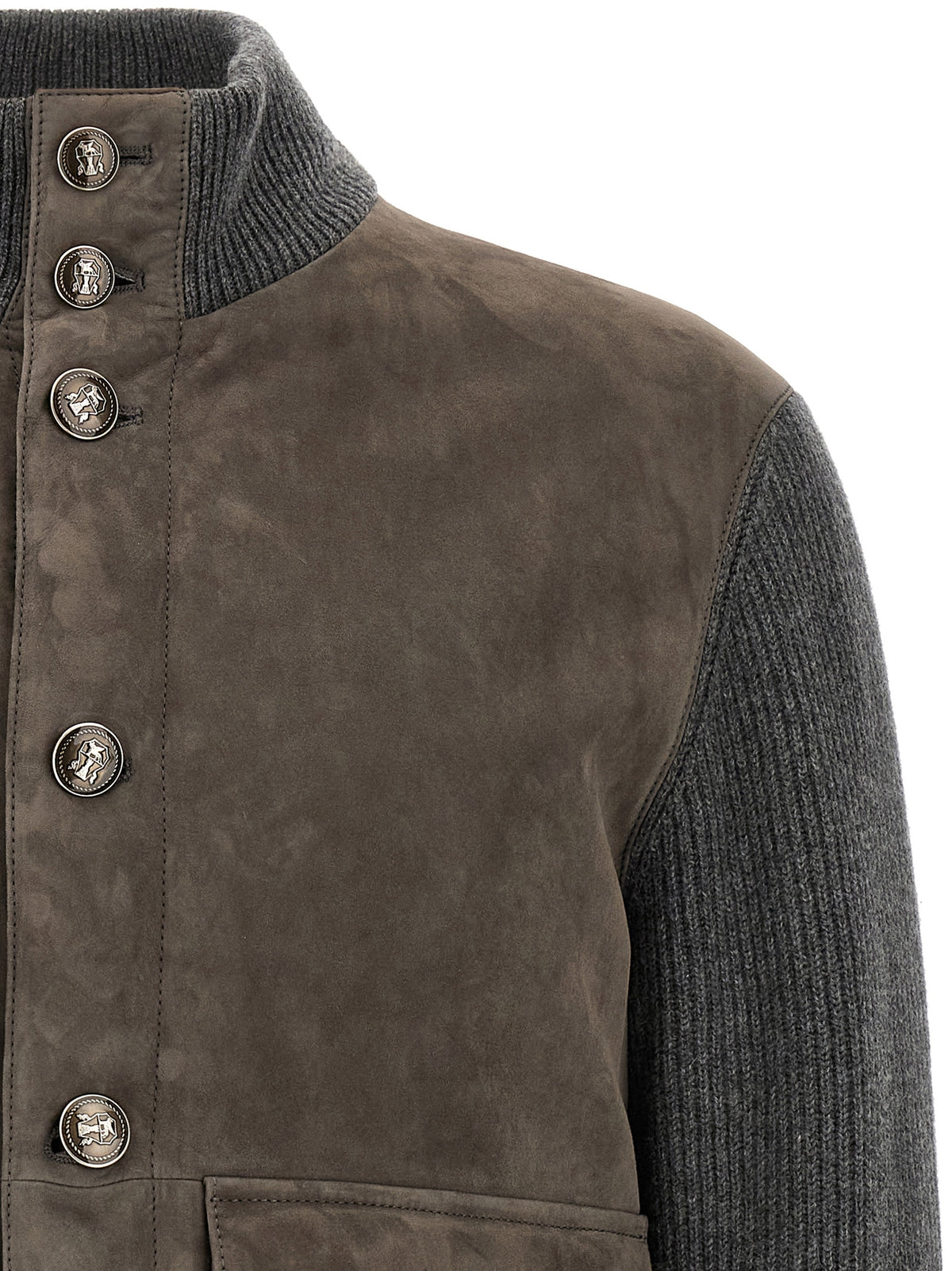 Brunello Cucinelli Graue Lammlederjacke