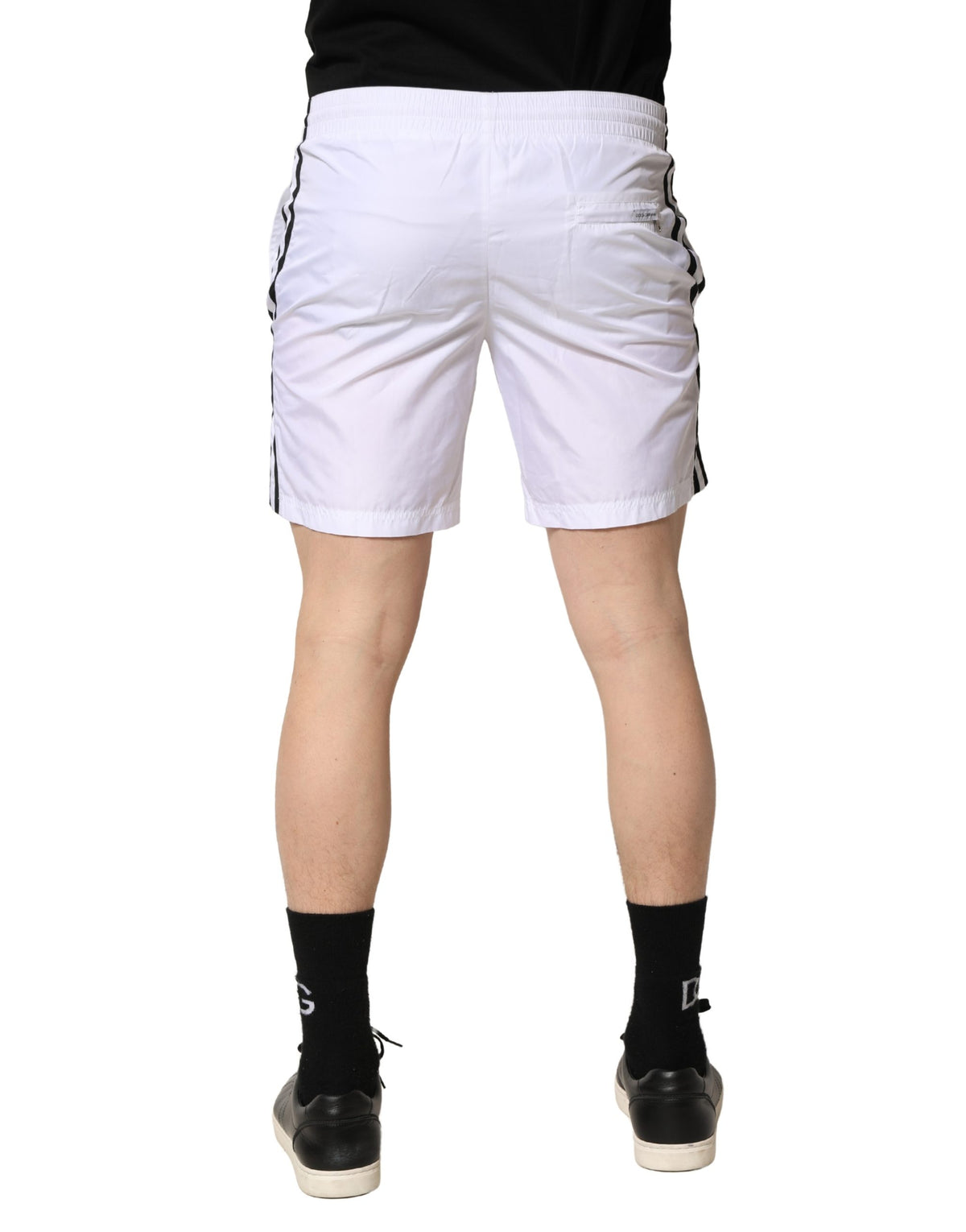 Dolce & Gabbana Weiße DG Logo Herren Badeshorts mit Kordelzug