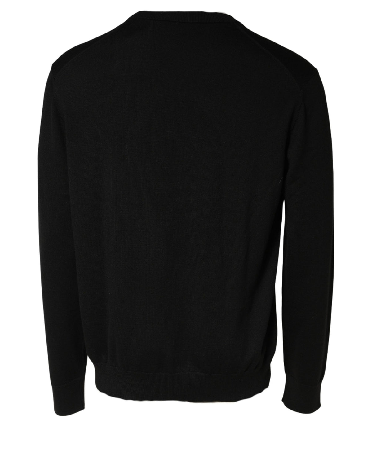 Dolce & Gabbana Schwarzer Wollpullover mit DG-Logo für Herren, Rundhalsausschnitt