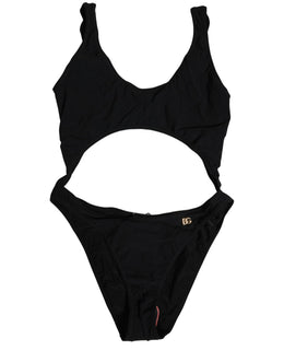 Dolce & Gabbana Schwarzer Badeanzug mit Cut-Out und Logo