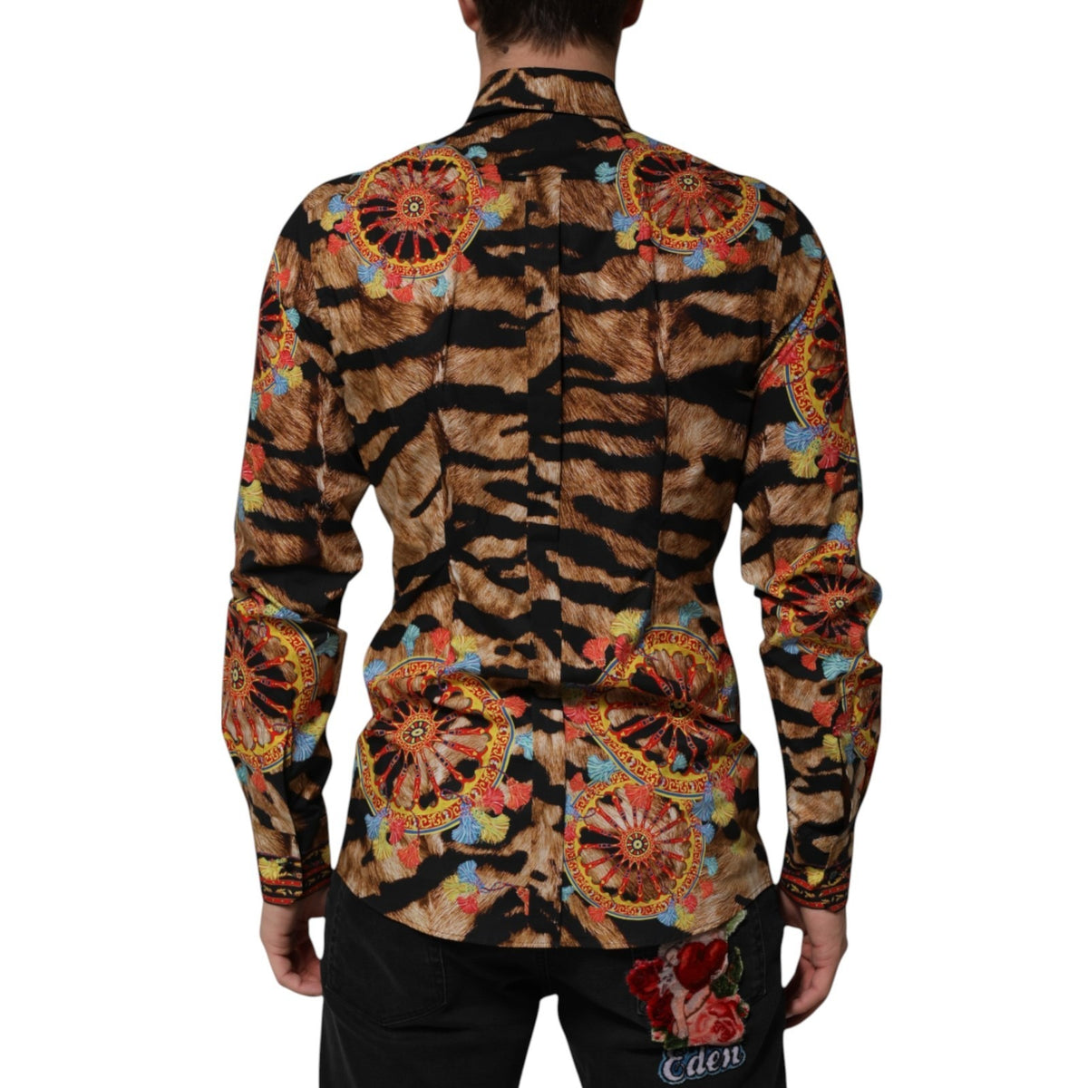 Dolce & Gabbana Langarmhemd aus Baumwolle mit Tiger-Carretto-Print