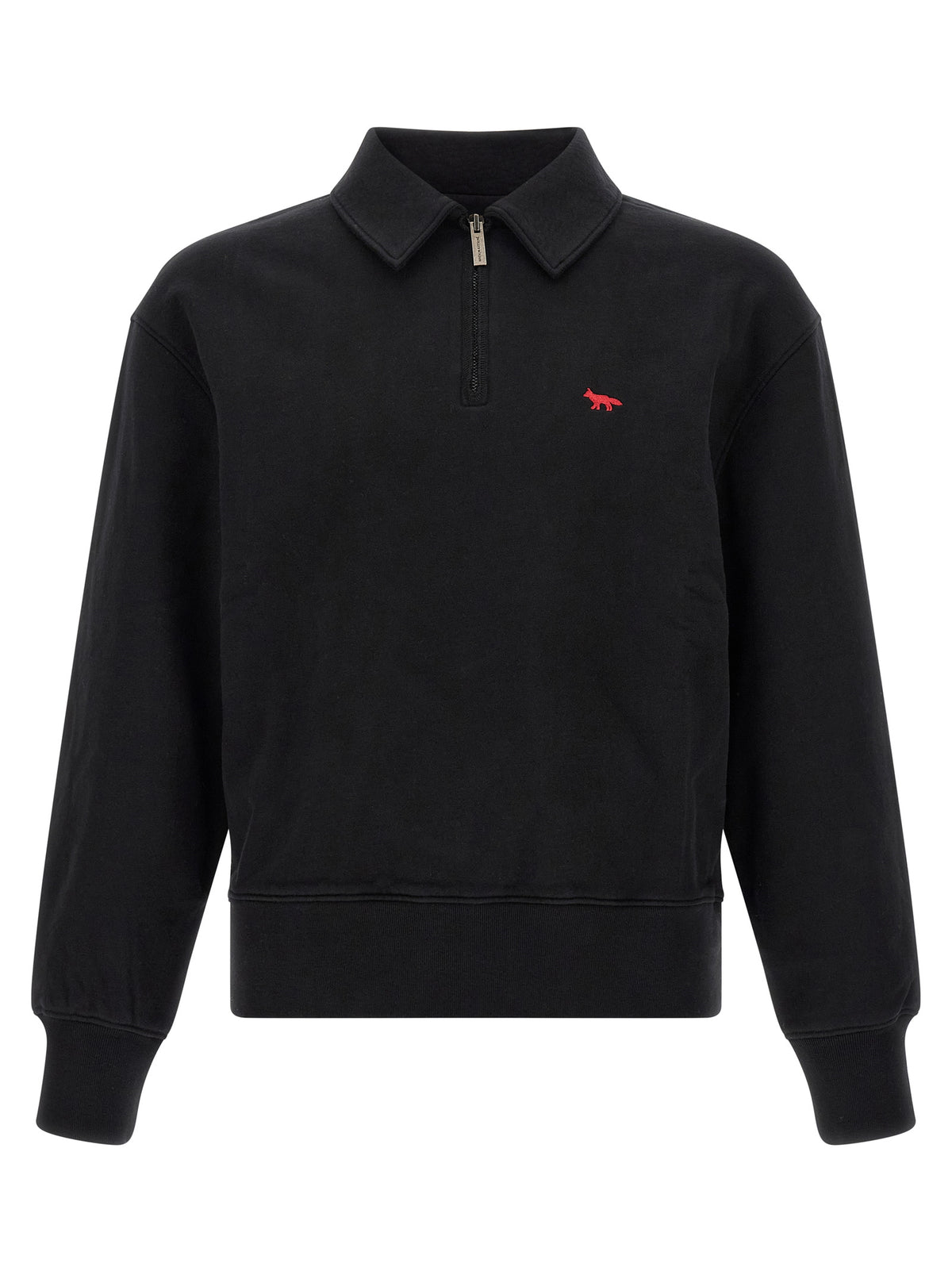 Maison Kitsuné Schwarzer Bio-Baumwoll-Sweater