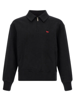 Maison Kitsuné Schwarzer Bio-Baumwoll-Sweater
