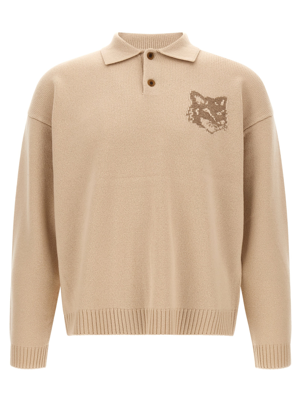 Maison Kitsuné Beige Wollstrickjacke