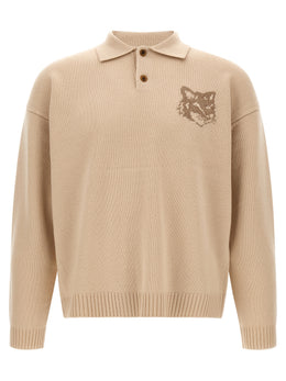 Maison Kitsuné Beige Wollstrickjacke