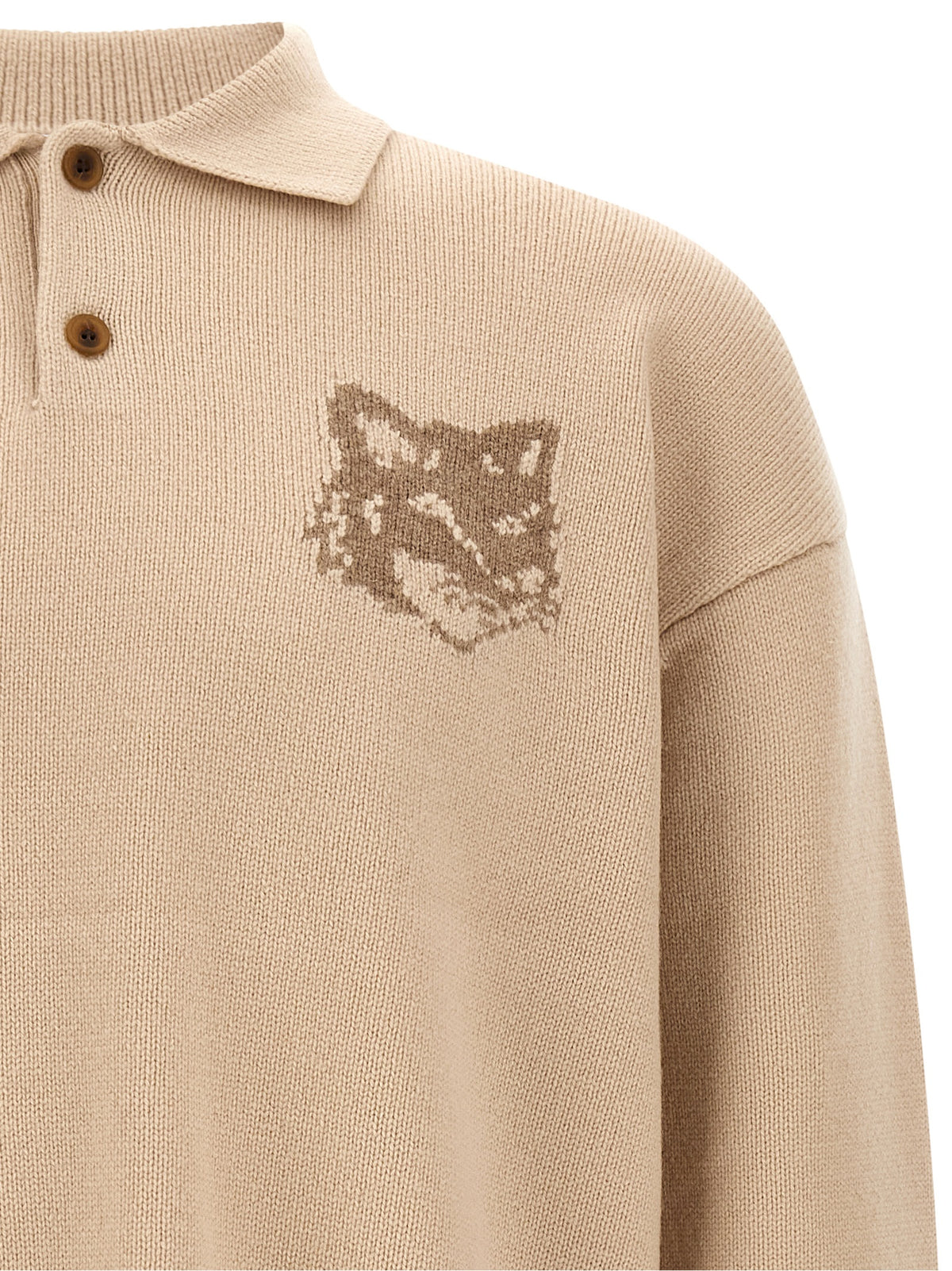 Maison Kitsuné Beige Wollstrickjacke