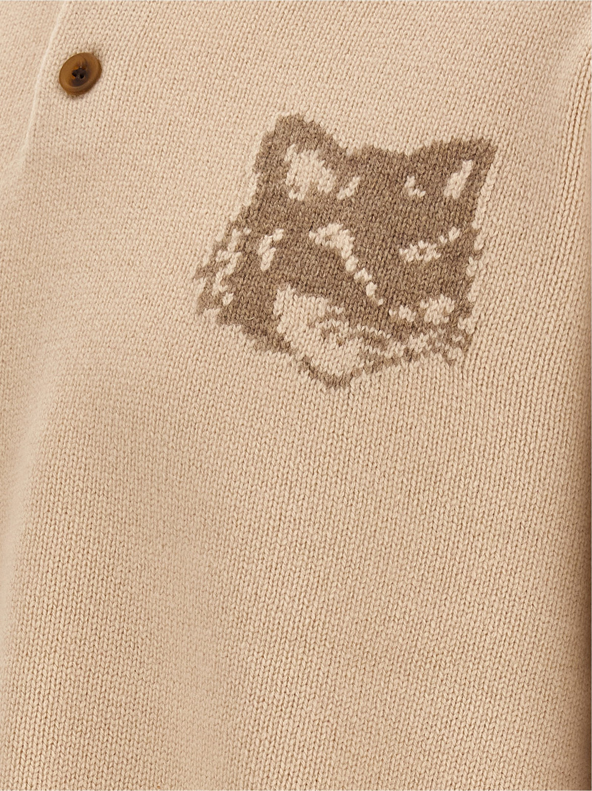 Maison Kitsuné Beige Wollstrickjacke