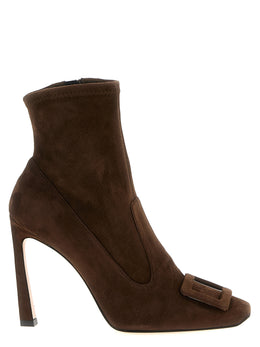 Roger Vivier Braune Stiefeletten aus Ziegenleder
