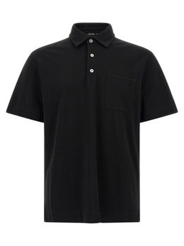 ZEGNA Schwarzes Baumwoll-Poloshirt