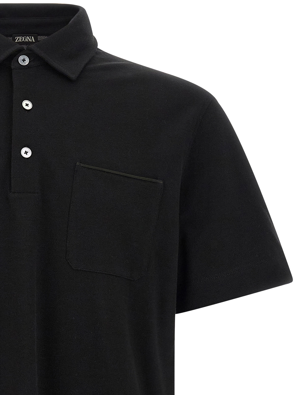ZEGNA Schwarzes Baumwoll-Poloshirt