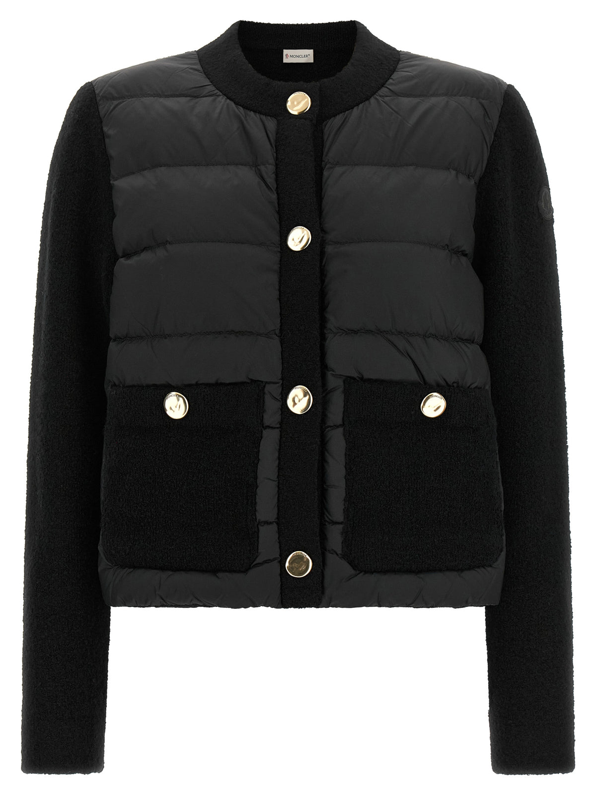Moncler Schwarze Polyamid-Jacke in voller Länge