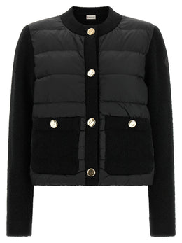 Moncler Schwarze Polyamid-Jacke in voller Länge