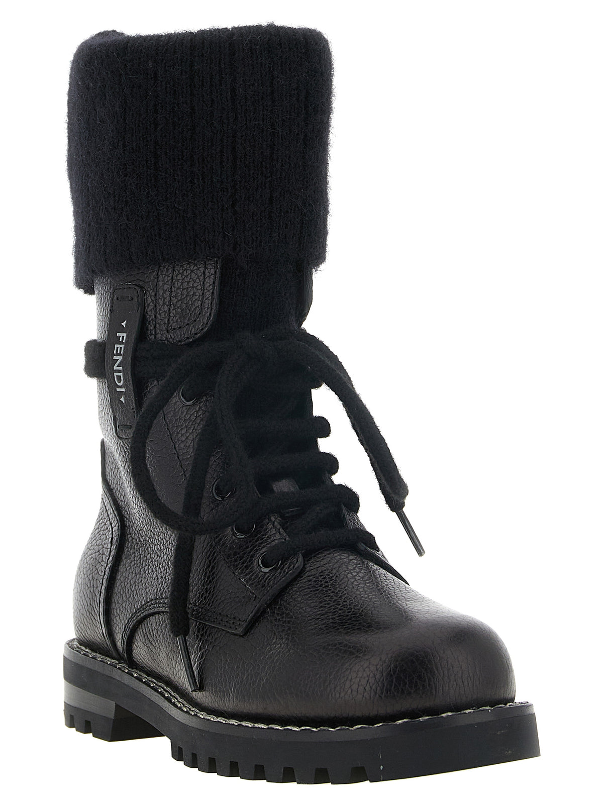 Fendi Schwarze Schnürstiefel aus Kalbsleder