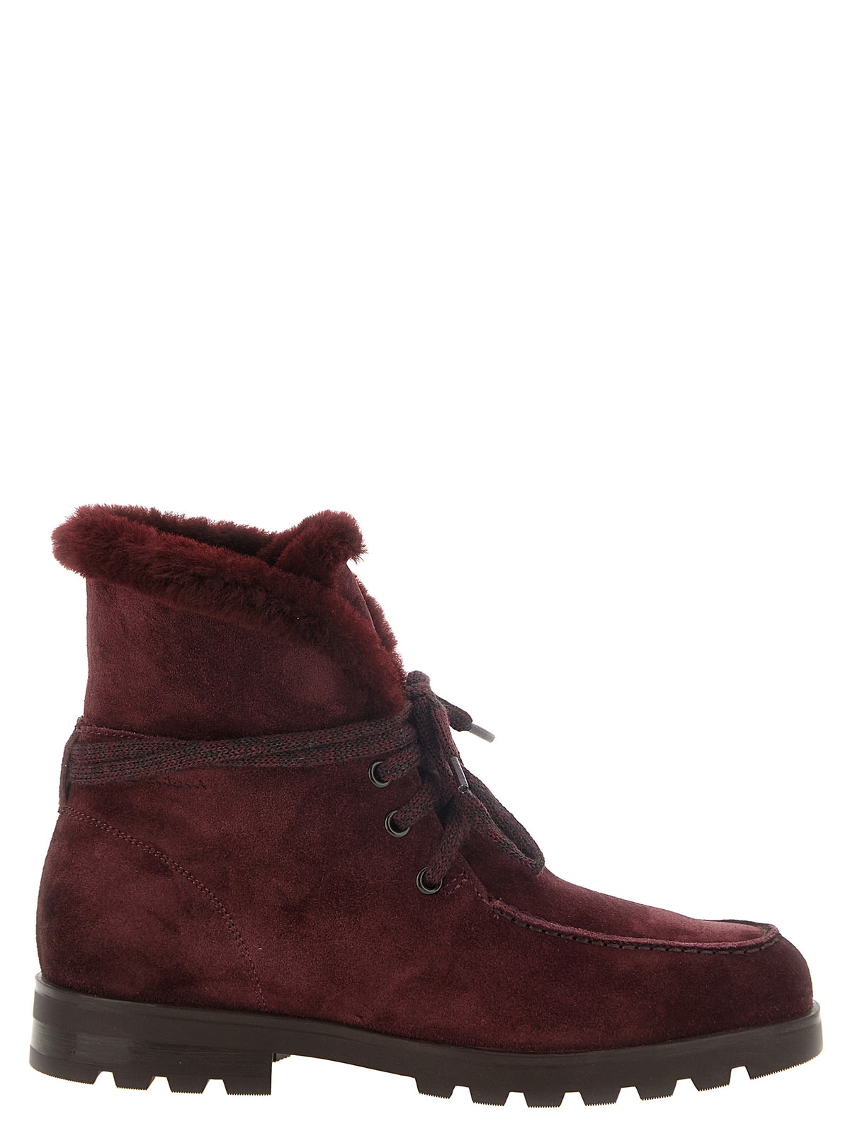 Santoni Ankle Boots aus bordeauxrotem Kalbsleder