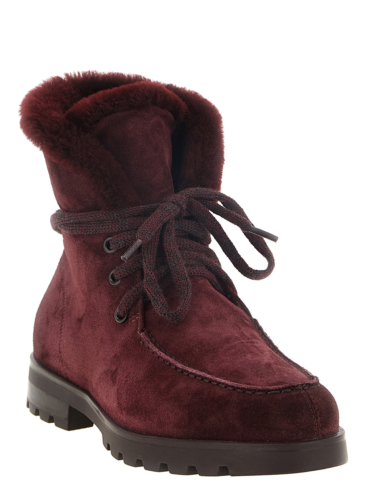 Santoni Ankle Boots aus bordeauxrotem Kalbsleder