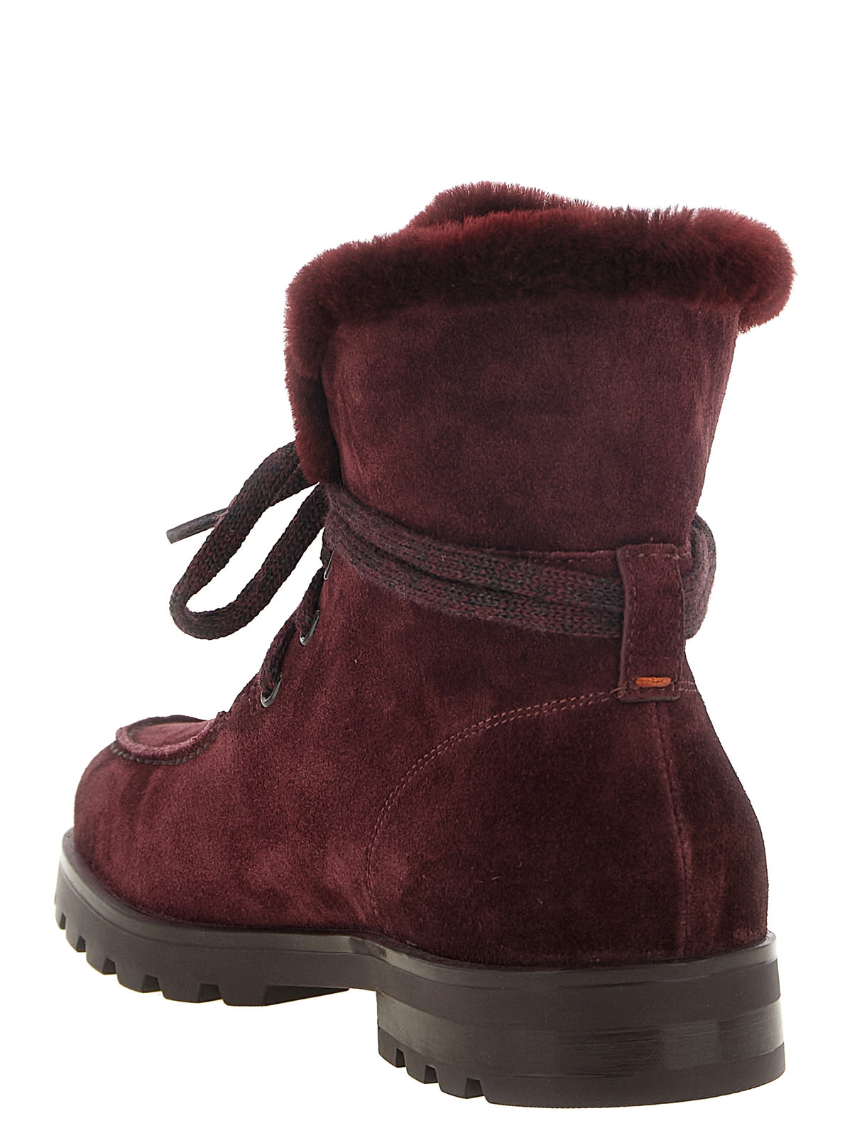 Santoni Ankle Boots aus bordeauxrotem Kalbsleder
