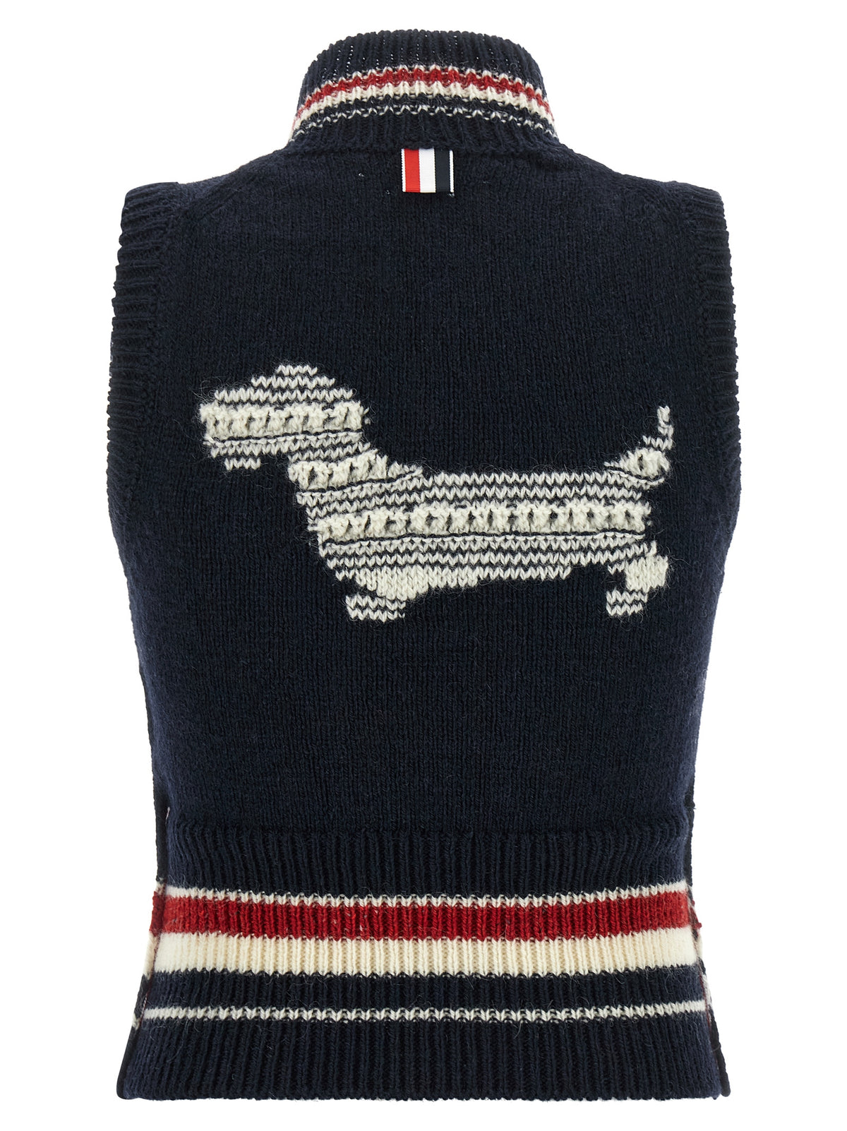Thom Browne Ärmellose blaue Wolljacke