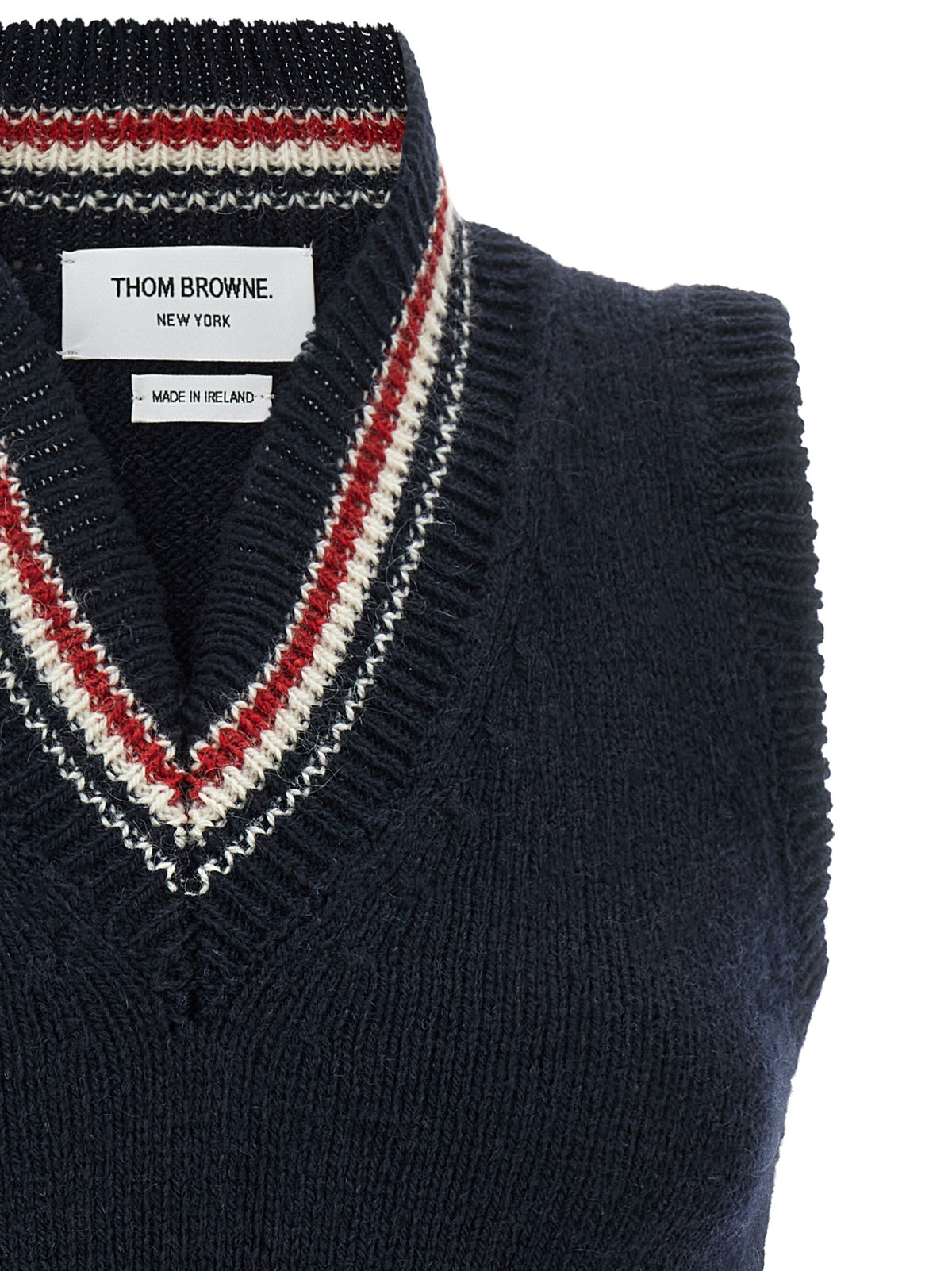 Thom Browne Ärmellose blaue Wolljacke