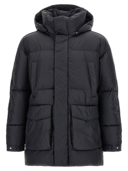 LAMINAR Schwarze Polyamid-Jacke in voller Länge